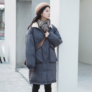 冬季加厚羊羔毛翻领棉服