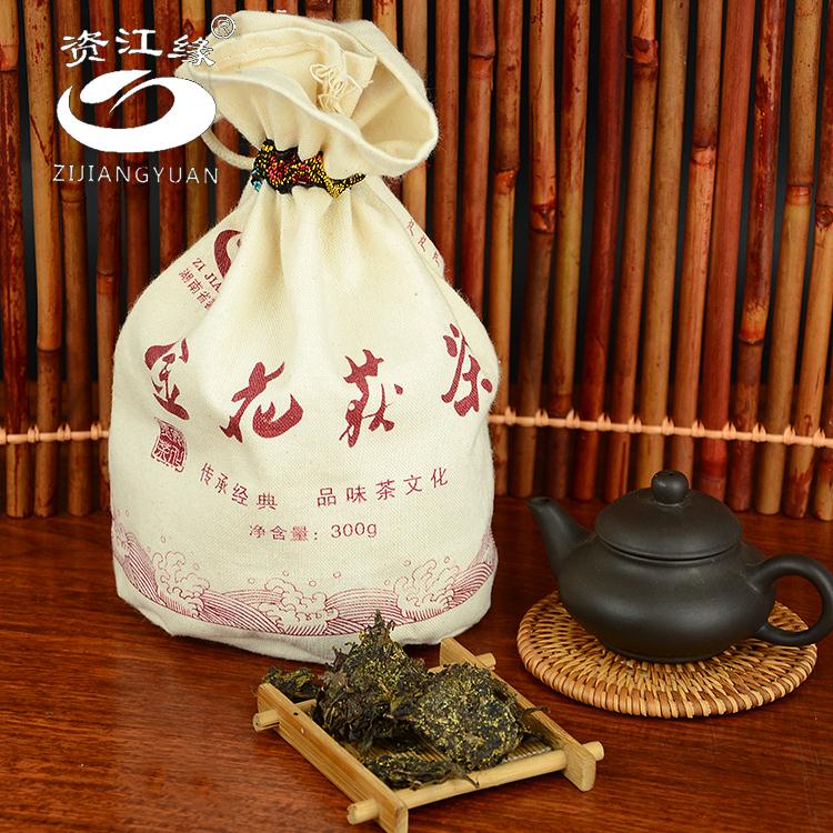 资江缘安化黑茶金花茯茶黑茶益阳黑茶茯砖黑茶手筑茯砖黑茶金花茶