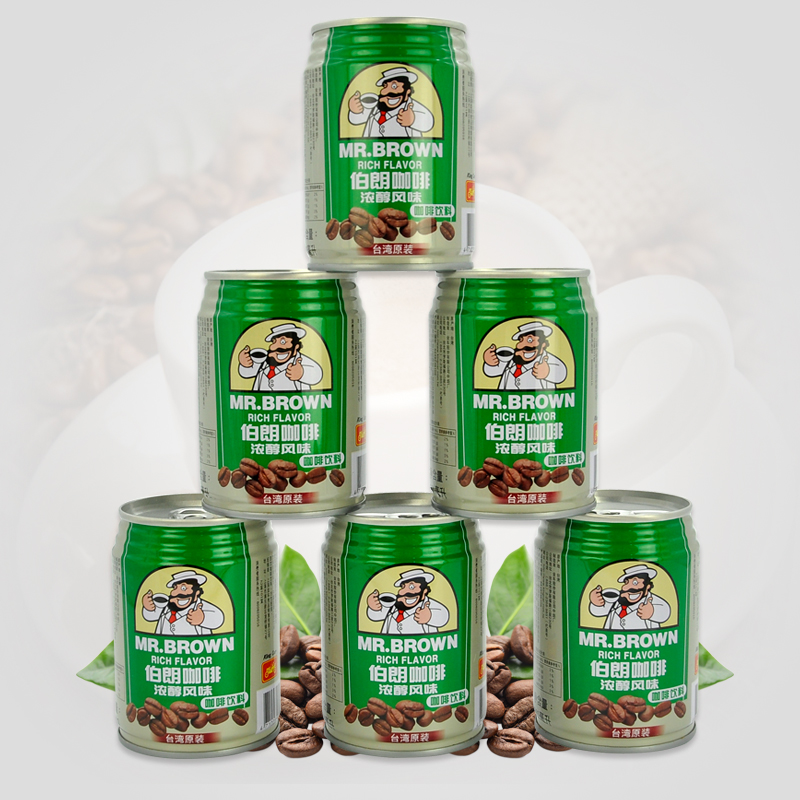 台湾伯朗咖啡 浓醇风味咖啡饮料 三合一咖啡即饮品 240ml*6罐装