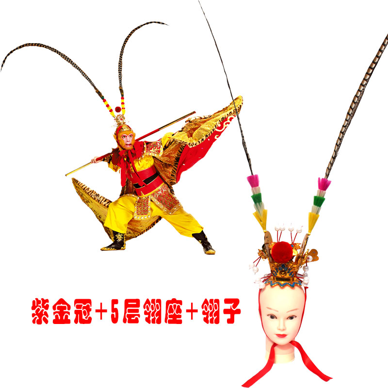 戏剧戏曲用品头饰贾宝玉帽子紫金冠太子顶太子冠羊毛翎座野鸡翎子
