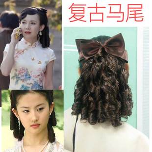 韩式逼真假发马尾长卷发马尾辫 魅丝黛儿时尚抓夹式微卷马尾假发