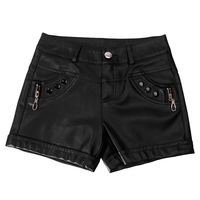 爽客PU皮短裤女秋冬款216黑色大码皮裤秋装
