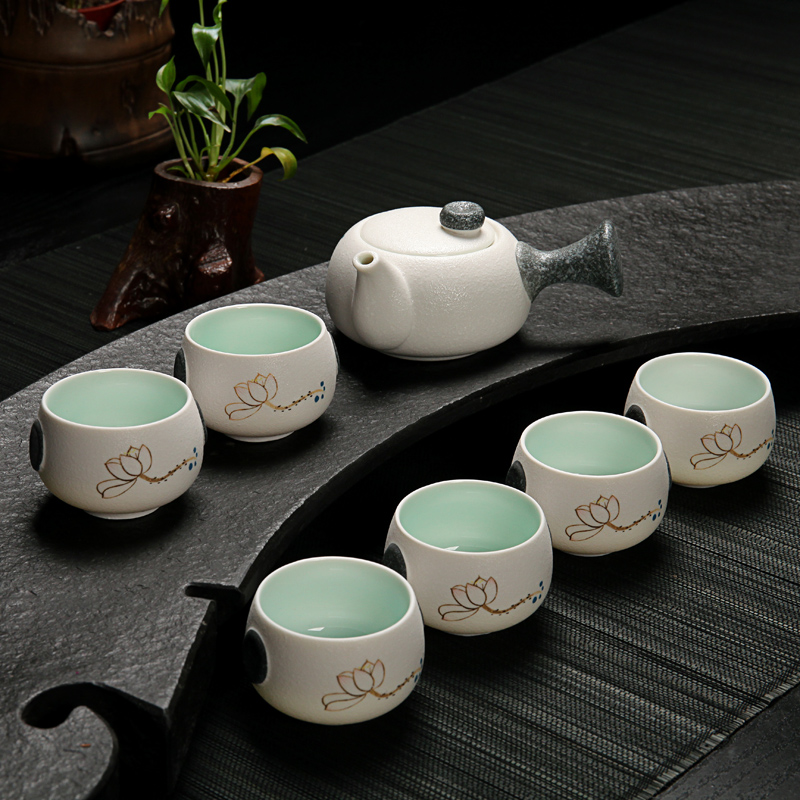 茶具套装 雪花釉茶具茶壶特价多省包邮 汝窑陶瓷功夫茶道玲珑茶具