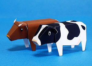 diy手工益智剪纸折纸儿童玩具 仿真动物牛 奶牛 3d立体拼装纸模型