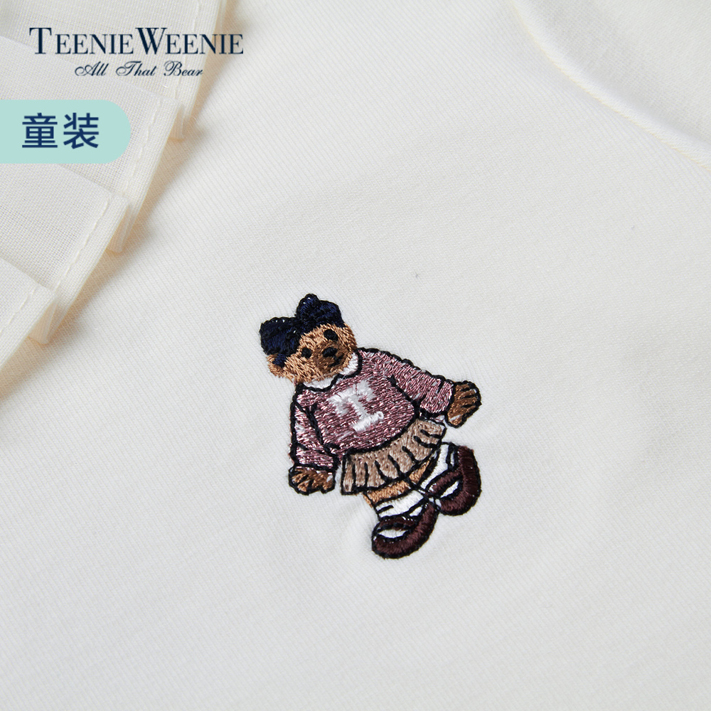 teenieweenie小熊2017秋童装棉休闲刺绣纯色衬衫tkyw73751b