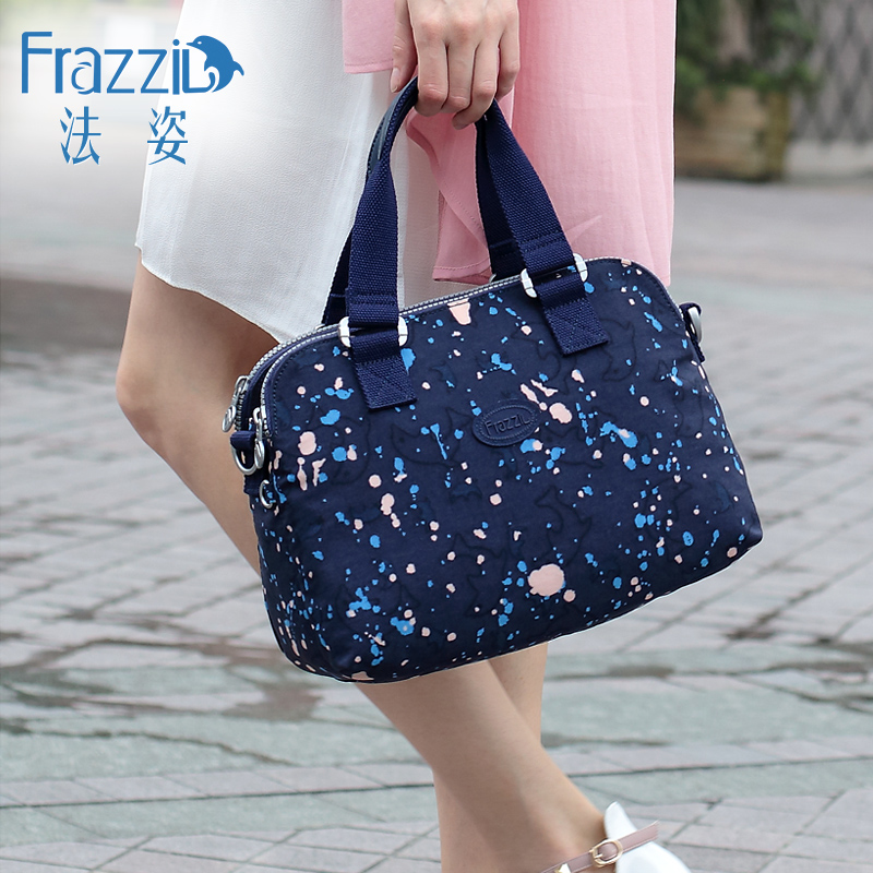 frazzil/法姿手提包女2017新款欧美简约尼龙布包百搭斜挎帆布包潮