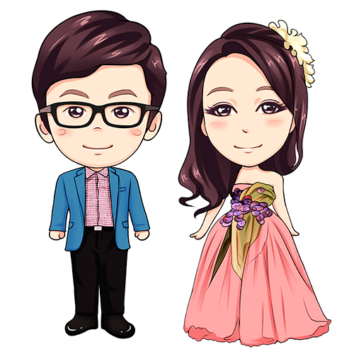 购客真人照片ps转手绘头像q版漫画设计卡通肖像个性 定制婚礼生日礼品