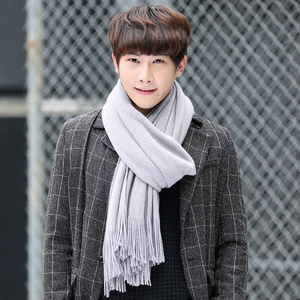 秋冬季韩版纯色针织毛线围巾