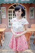 水果刺绣荷叶领小领结背心 精致高腰格子半身裙女 春款