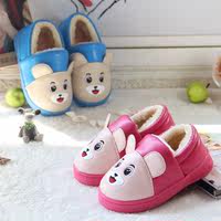 儿童棉拖鞋冬季包跟PU皮防水男女童软底防滑