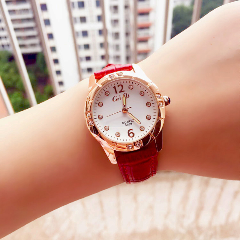 韩版可爱女孩时尚初大高中学生石英手表女士皮