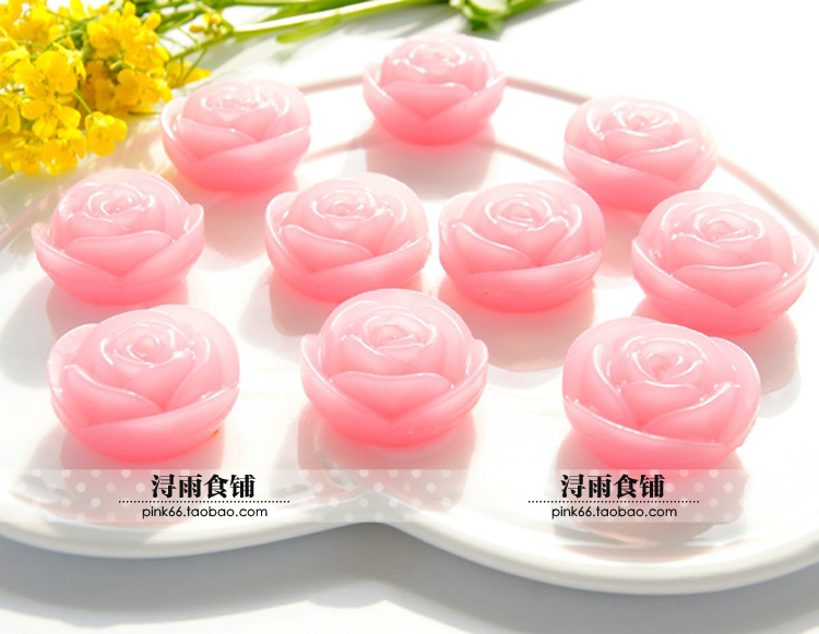 红玫瑰点心粉色花朵造型糕点广式蒸品小吃半成品饭店结婚宴席特色