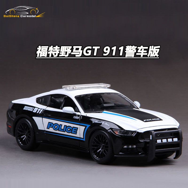 美驰图1:18福特野马gt 911警车版 仿真原厂合金汽车模型 礼品摆件