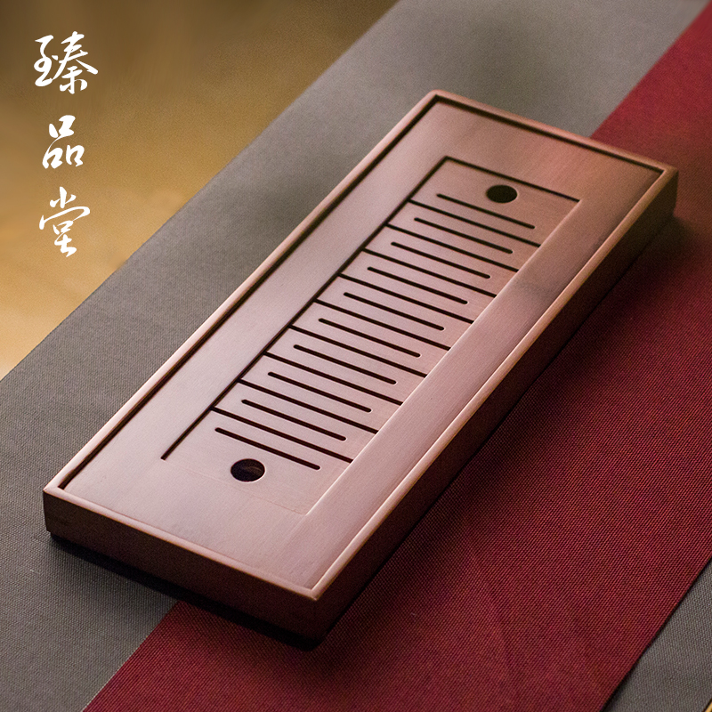 竹制小茶盘 储水式托盘日式干泡台盘功夫茶具 长方形竹子小号茶海