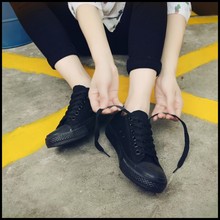 男生球鞋 纯黑色工作鞋 平底鞋 韩版 包邮 女低帮布鞋 情侣全黑色帆布鞋