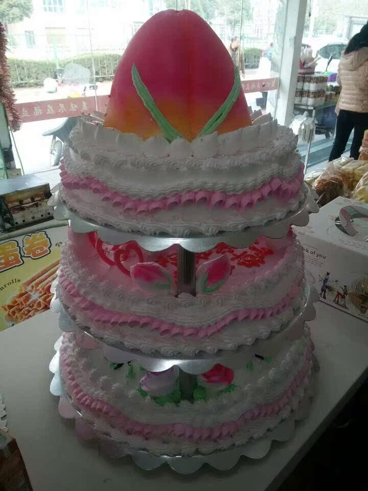 寿桃祝寿贺寿大型三层架子水果生日蛋糕无锡江阴苏州市区同城配送