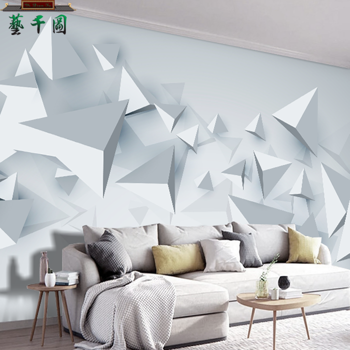 客厅书房抽象几何墙布北欧3d电视背景墙壁纸5d立体影视背景墙壁画
