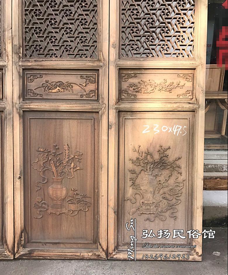 老屏风隔扇实木雕刻门窗雕花窗户装修酒店屏风复古隔断老隔扇屏风
