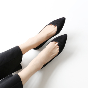 羊皮尖头欧美浅口单鞋