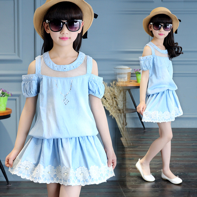 新款5女童装6夏装7小女孩子8短裙小学生套装