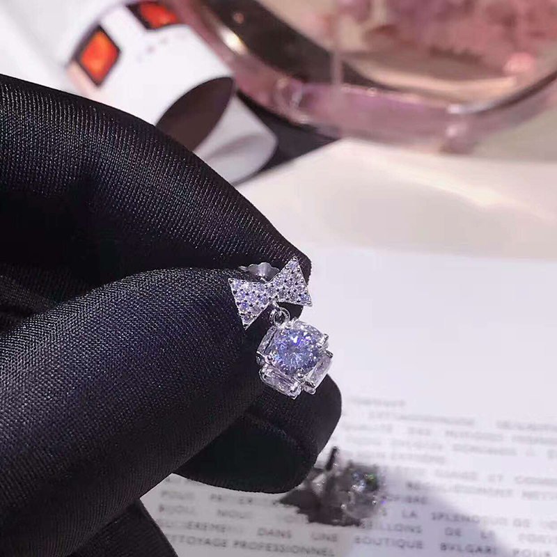 迪丽热巴同款耳钉女韩国不对称ab蝴蝶结气质