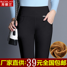 带绒紧身铅笔裤 高腰长裤 女外穿加厚女裤 胖mm大码 子冬 加绒打底裤