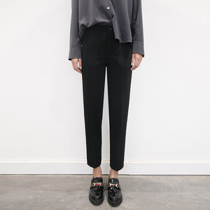 黑色九分西装裤烟管裤