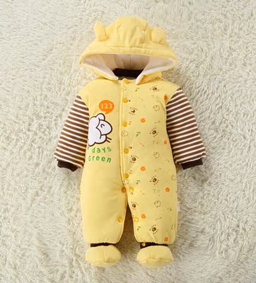 婴儿冬装加厚连体衣6宝宝4秋冬季2纯棉衣服5