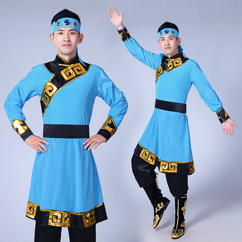 新款2017蒙古族服饰男少数民族服装蒙古舞蹈服装内蒙古袍演出服饰