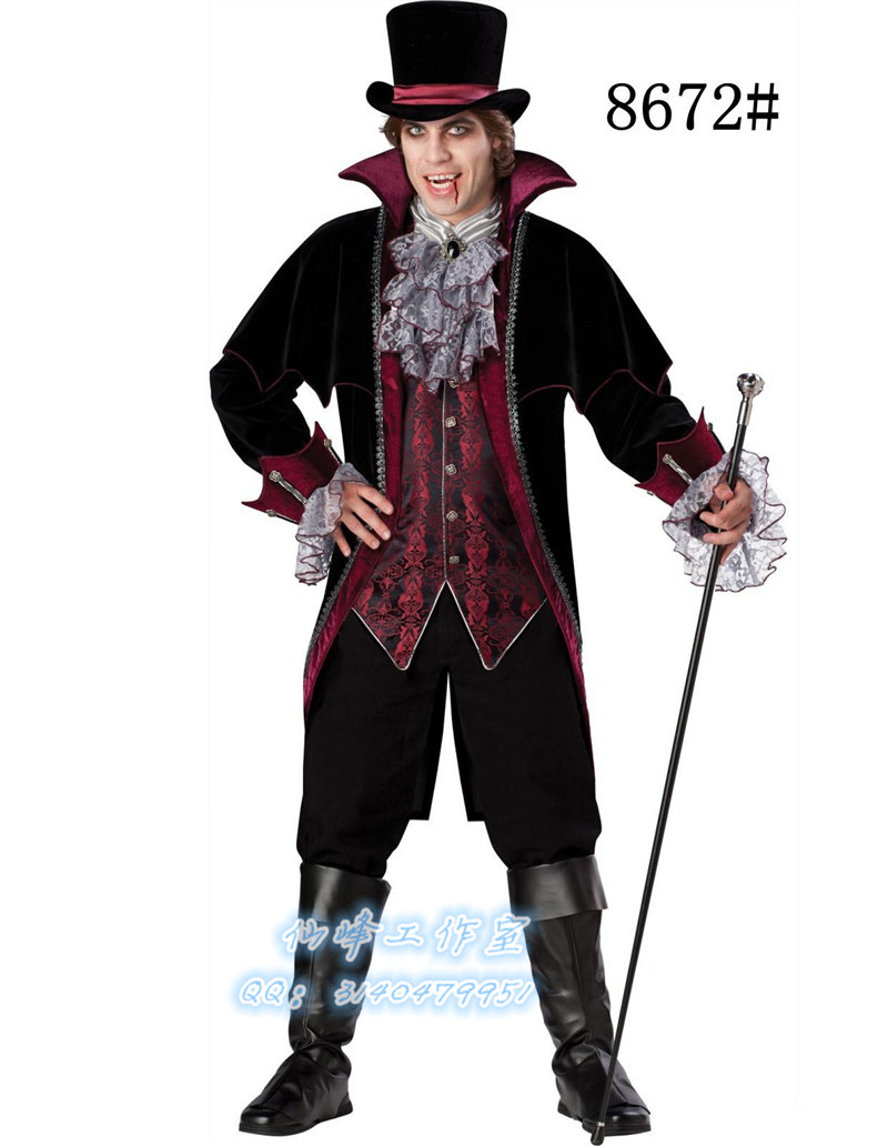 万圣节迪士尼男吸血鬼马戏团小丑装魔术师服cospl