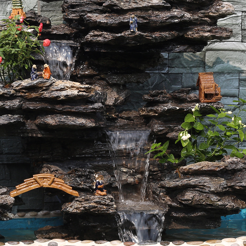 假山流水喷泉大型摆件室内花园水池真石头别墅庭院阳台鱼池装饰