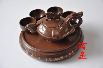 鸣泉木鱼石功夫茶具纯天然养生中国木鱼石保健茶壶龙子壶茶具套装