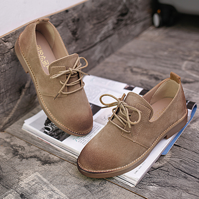 2016秋冬季新款平底学院风磨砂小皮鞋女英伦