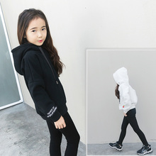 小学生女上衣宽松新款 连帽卫衣套头中大童装 韩版 女童卫衣春夏薄款
