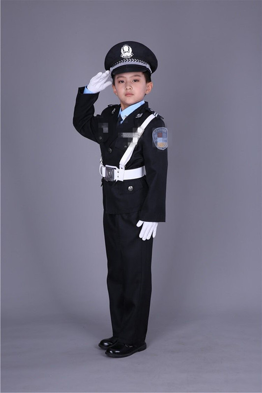 特价春夏小交军儿童小警察演出制服 儿童保安服黑猫警长服装套装