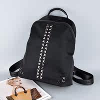 潮流女式双肩包女包牛津纺防水尼龙帆布配真皮