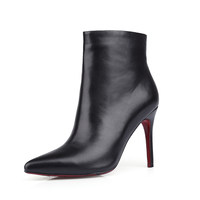 ifashion真皮女短靴秋季单靴尖头靴子细跟高跟