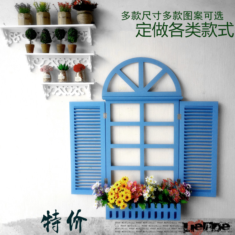 查看淘宝家居装饰地中海插花假窗户壁挂木质装饰窗欧式墙上装饰品墙面