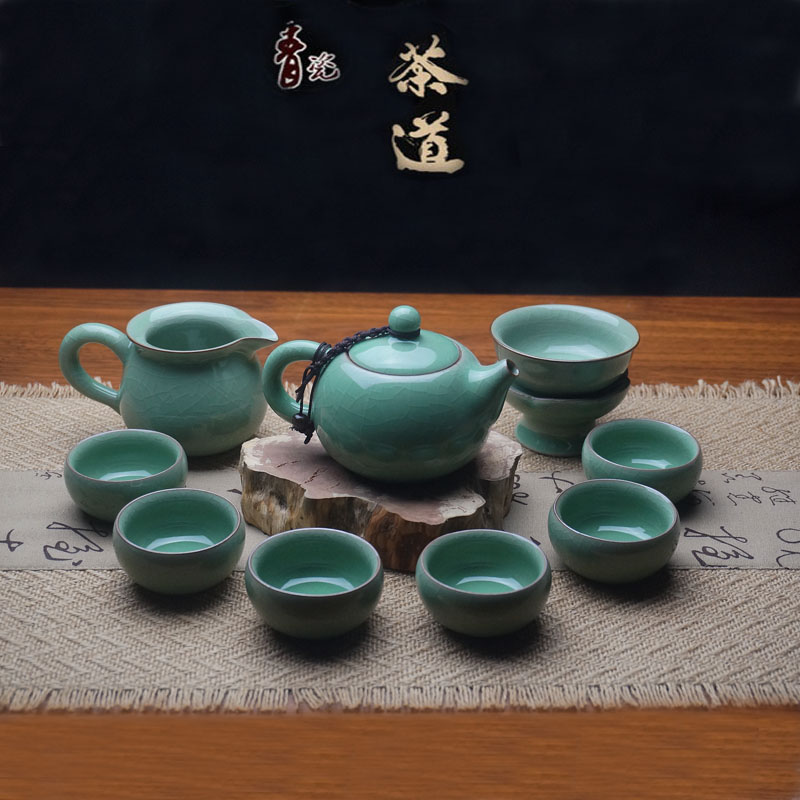 正品龙泉青瓷茶道功夫茶具套装陶瓷整套茶具汝窑紫砂冰裂特价茶具