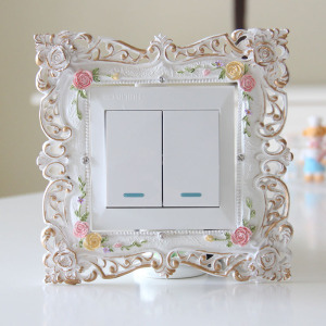 2个包邮 欧式田园开关贴树脂蕾丝创意家居开关套特价韩国插座贴