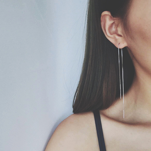 925纯银韩国气质长款耳线