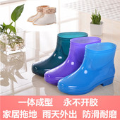 棉套保暖防滑劳保鞋 水鞋 女式短筒雨靴春秋四季绒胶鞋 夏季中筒雨鞋