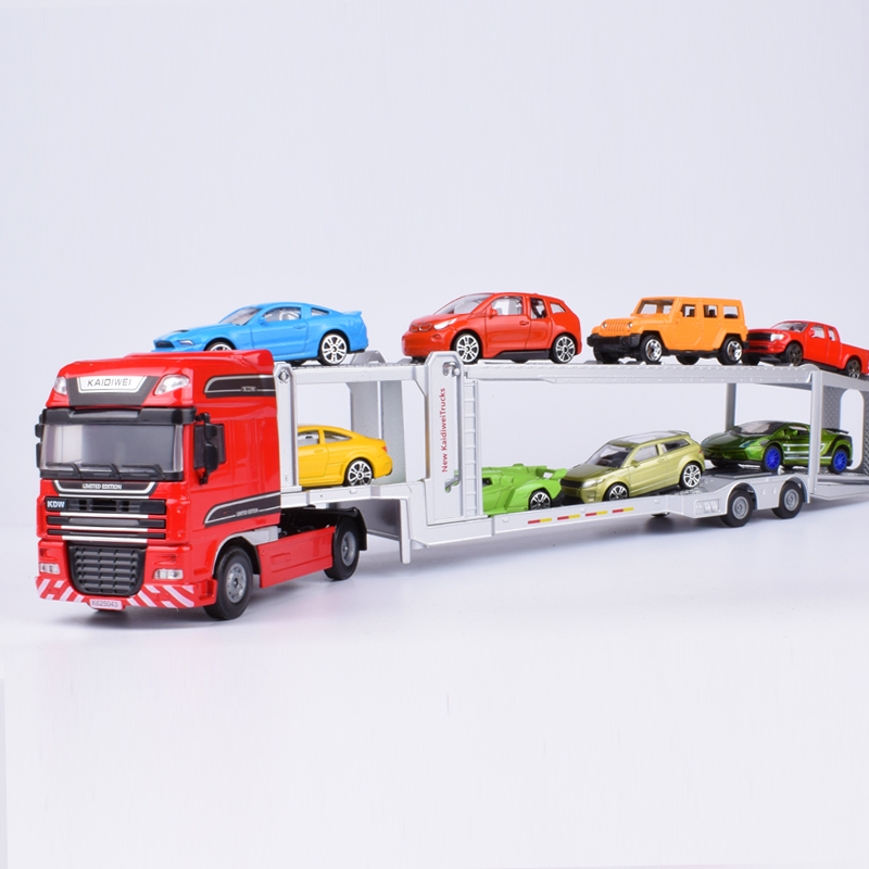 凯迪威汽车双层运输车全合金工程车 轿运车 挂车儿童玩具汽车模型