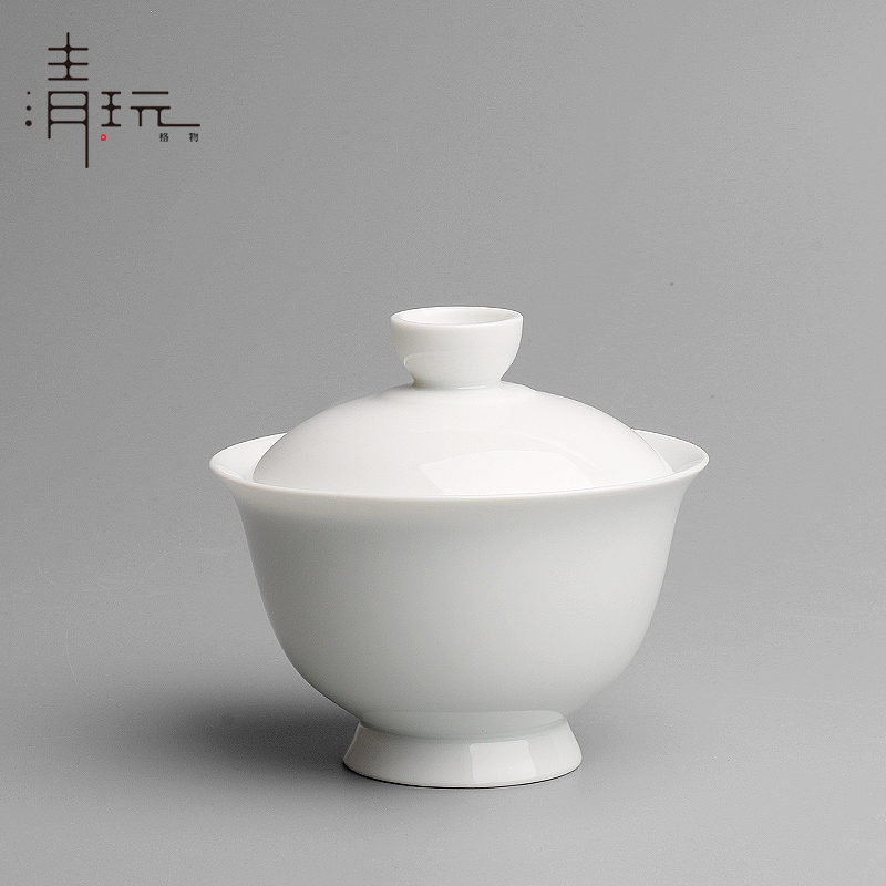 清玩 高白瓷盖碗功夫茶具百搭泡茶器陶瓷茶碗定制私人