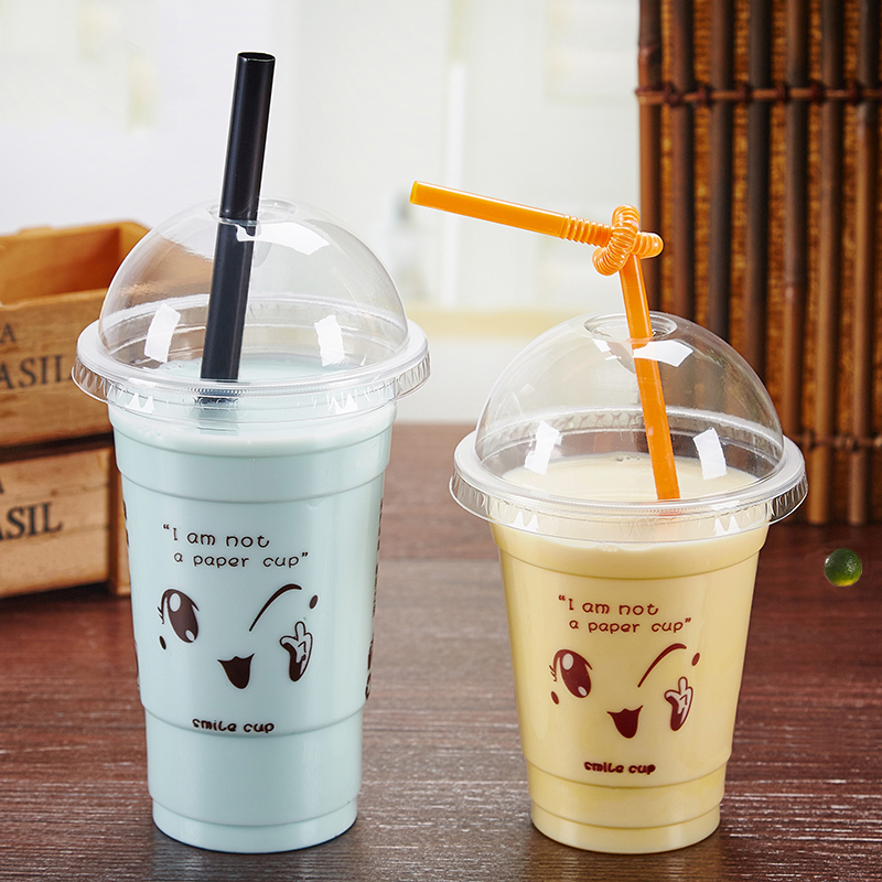 95口径一次性塑料杯封口表情奶茶杯果汁饮料杯可定制logo厂家批发