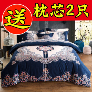家纺全棉四件套纯棉1.8m床床品夏季被套床单神秘庄园