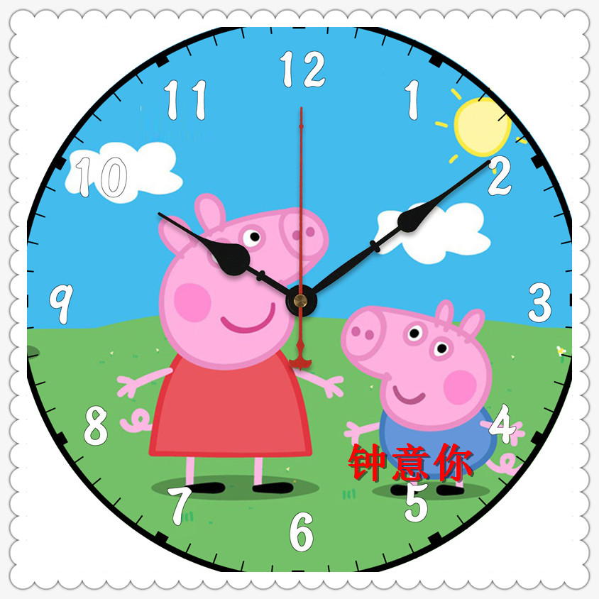儿童房卡通动独角兽小猪佩奇小黄人 静音挂钟家时钟创意石英钟表