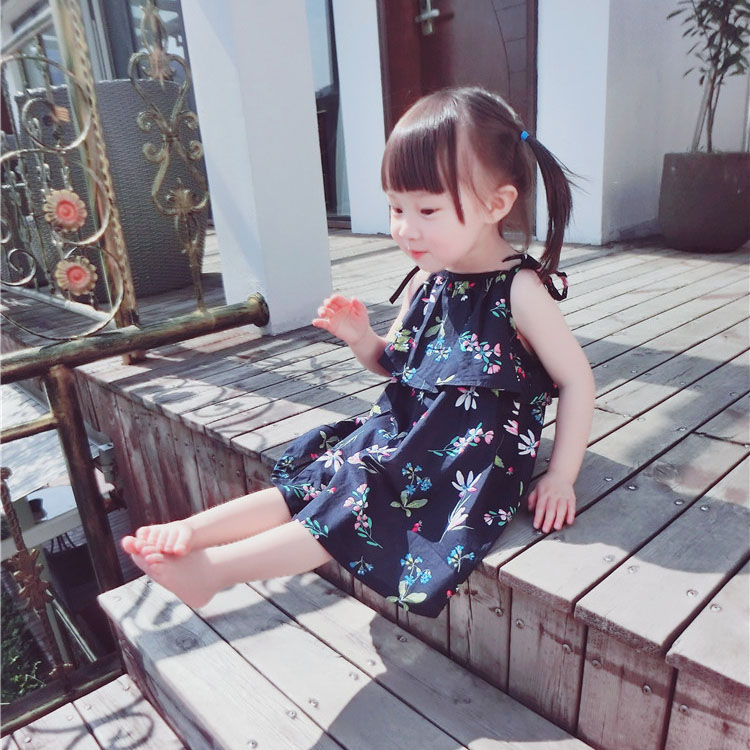 子涵妈 2岁女宝宝裙 小童吊带连衣裙 二三岁小女孩甜美复古碎花裙