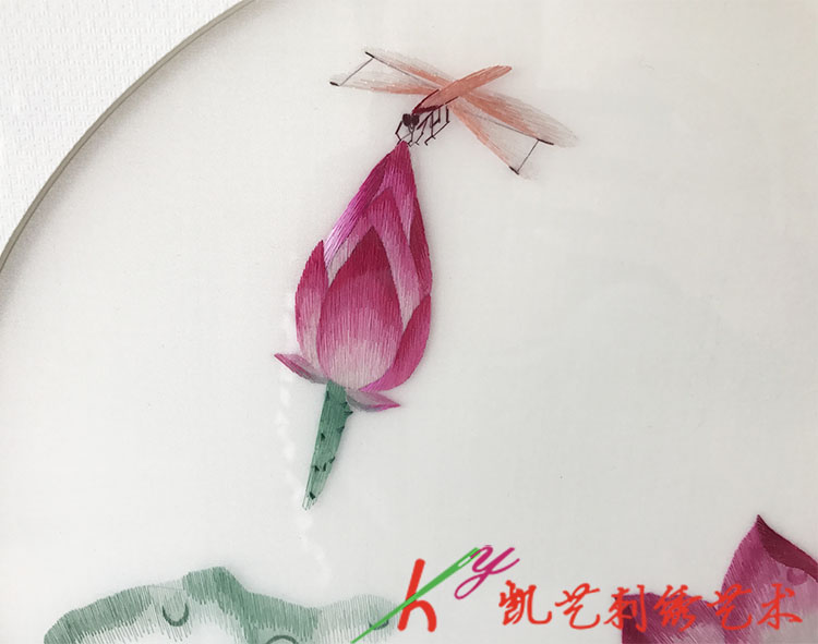 苏绣成品刺绣精品荷花手工刺绣挂画客厅卧室挂画丝线绣画精细刺绣