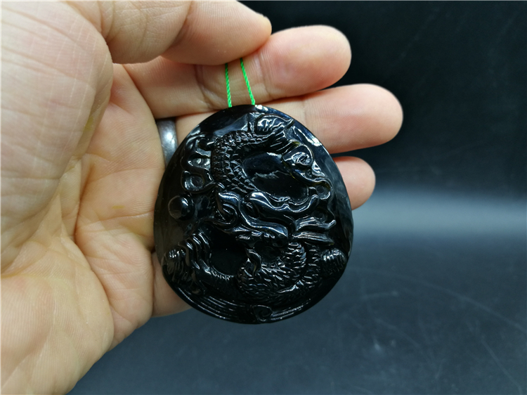 保真雷公墨雕刻件金蟾 吊坠 玻璃陨石 tektite 手把件